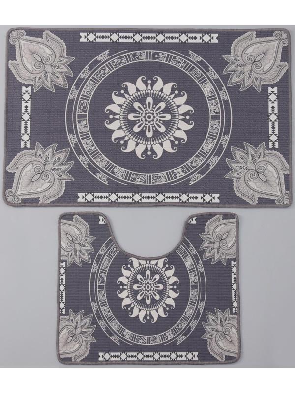 Набор ковриков для ванной и туалета Доляна «Адуор», 2 шт: 50×78 см, 40×50 см, цвет серый