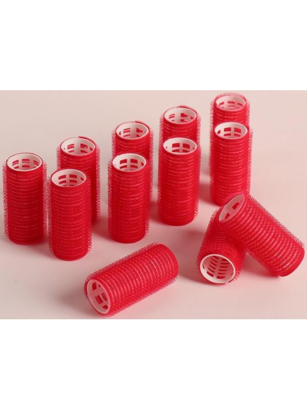 Бигуди «Липучка», d = 2,2 см, в косметичке, 12 шт, цвет МИКС