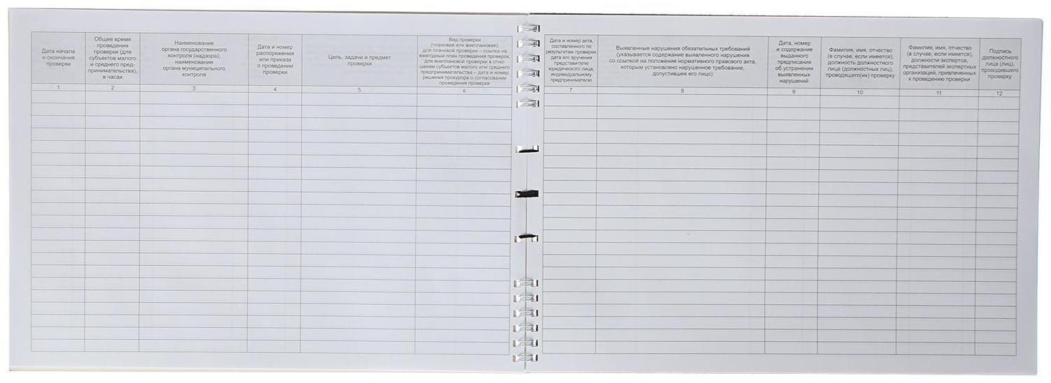 Журнал учета проверок юридических лиц и ИП, А4, 50 листов на гребне, обложка мелованный картон, УФ-лак, блок офсет