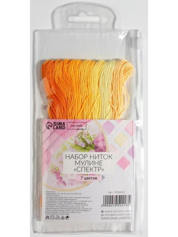 Набор ниток мулине, 8 ± 1 м, 7 шт, цвет жёлтый спектр