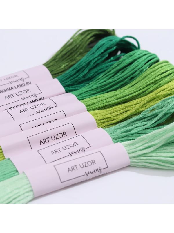 Набор ниток мулине, 8 ± 1 м, 7 шт, цвет зелёный спектр