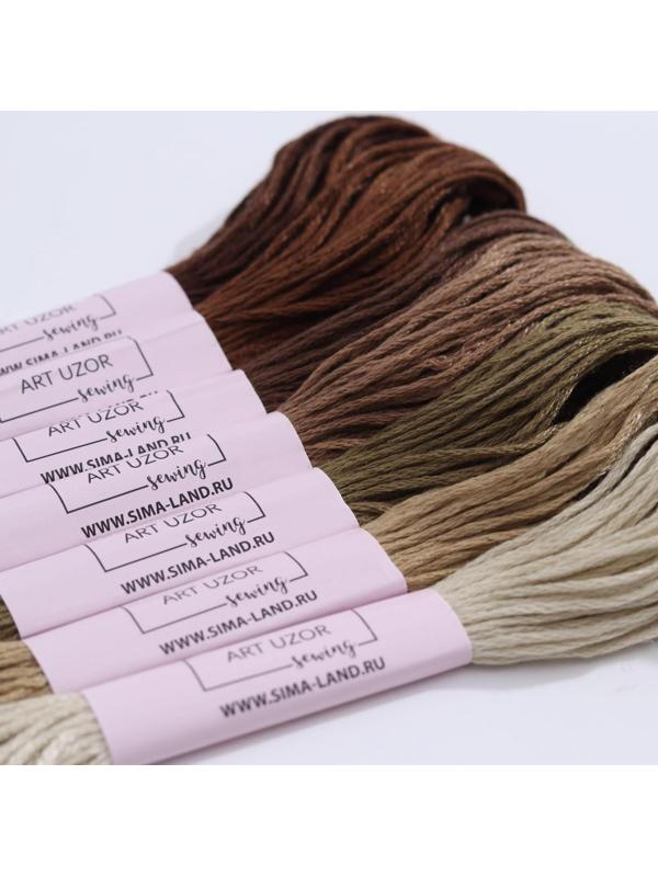 Набор ниток мулине, 8 ± 1 м, 7 шт, цвет коричневый спектр