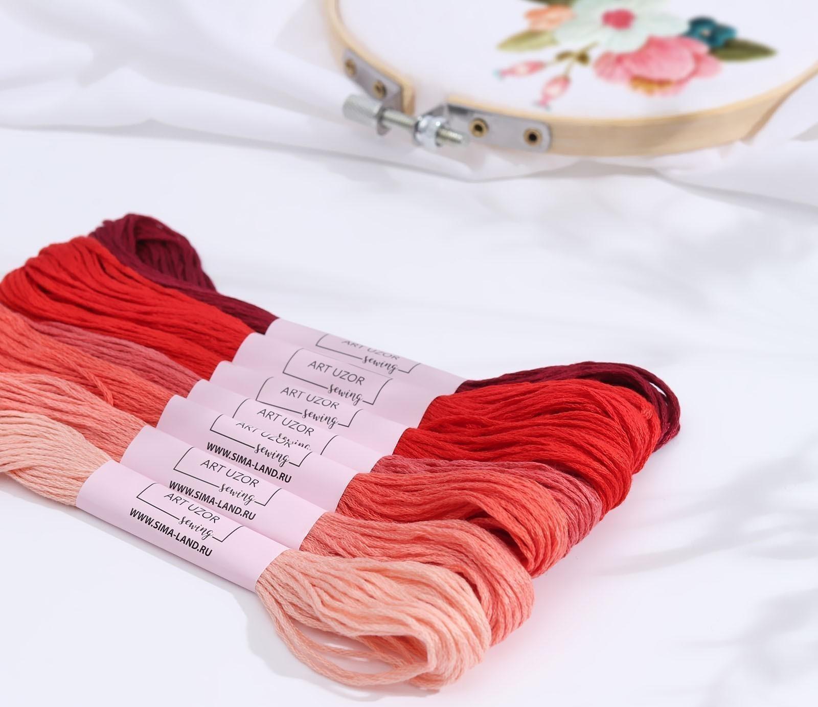 Набор ниток мулине, 8 ± 1 м, 7 шт, цвет красный спектр