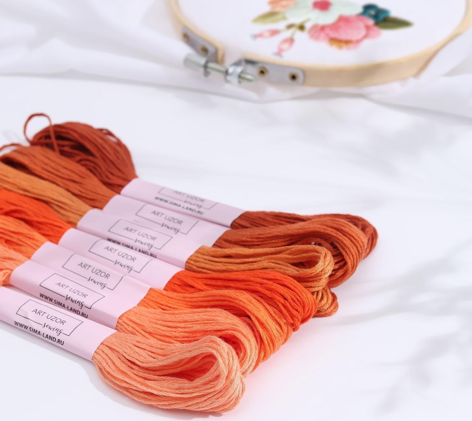Набор ниток мулине, 8 ± 1 м, 7 шт, цвет оранжевый спектр