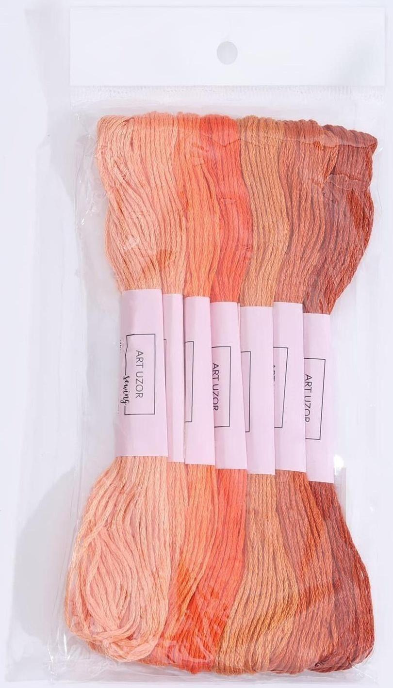 Набор ниток мулине, 8 ± 1 м, 7 шт, цвет оранжевый спектр
