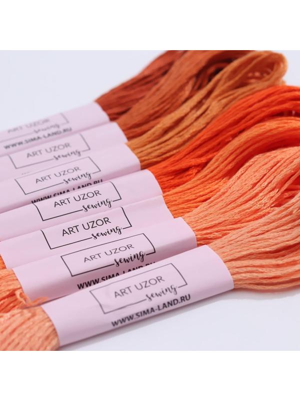 Набор ниток мулине, 8 ± 1 м, 7 шт, цвет оранжевый спектр