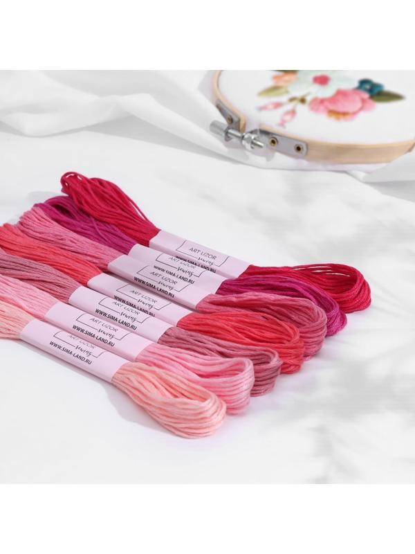 Набор ниток мулине, 8 ± 1 м, 7 шт, цвет розовый спектр