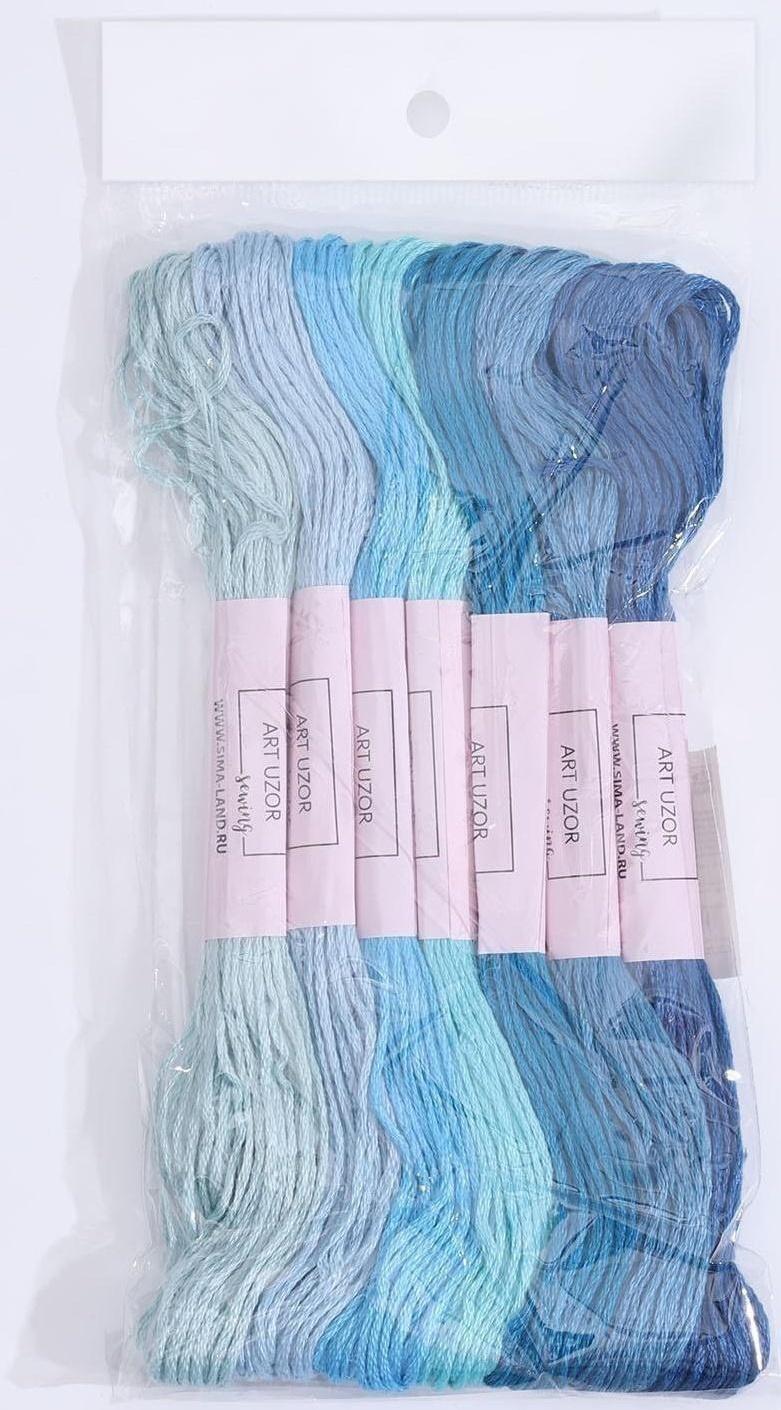 Набор ниток мулине, 8 ± 1 м, 7 шт, цвет синий спектр