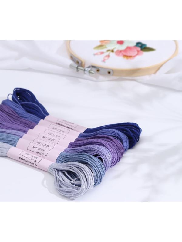Набор ниток мулине, 8 ± 1 м, 7 шт, цвет фиолетовый спектр