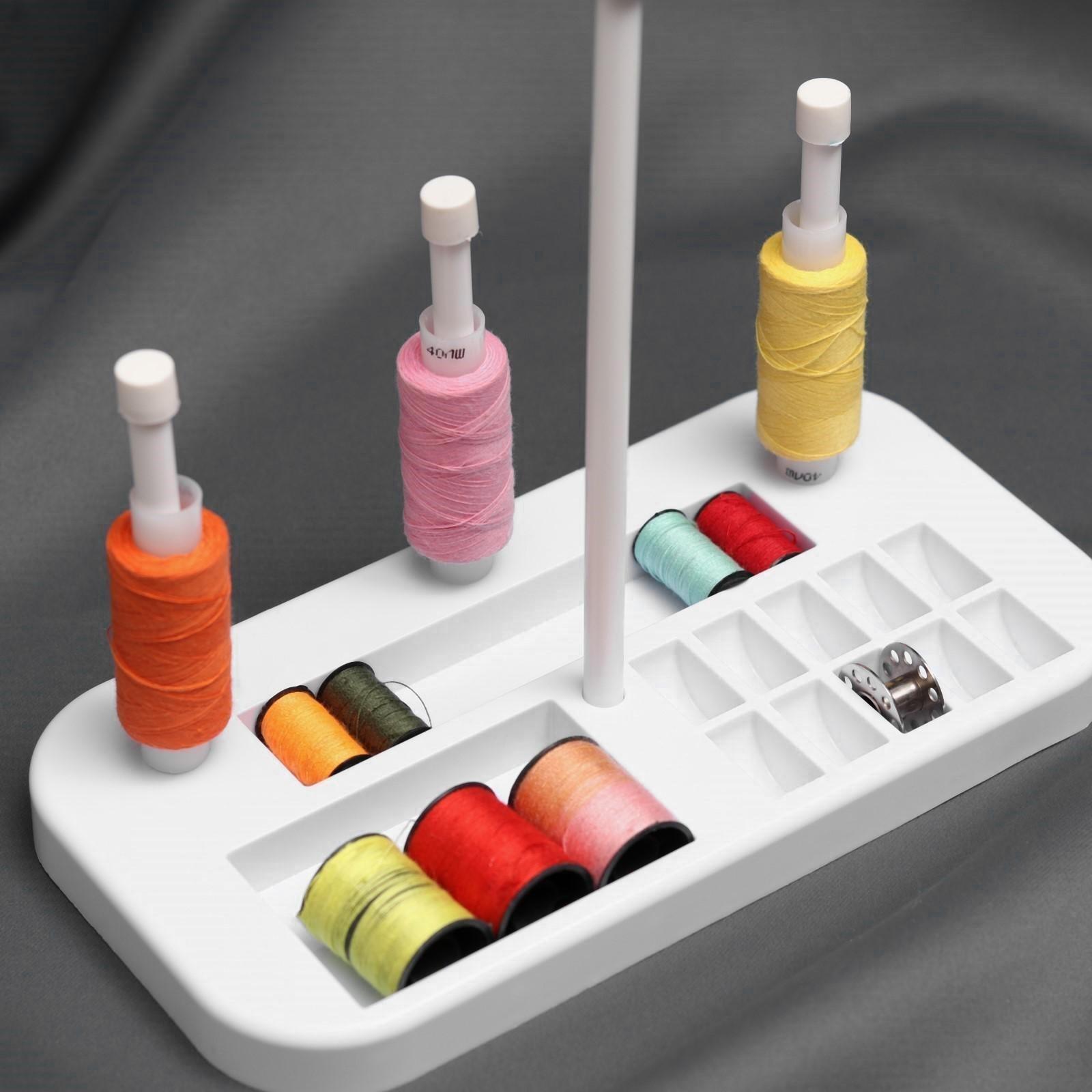 Органайзер-стойка для ниток, на подставке, 20,7 × 10,8 × 36,5 см, цвет голубой/белый