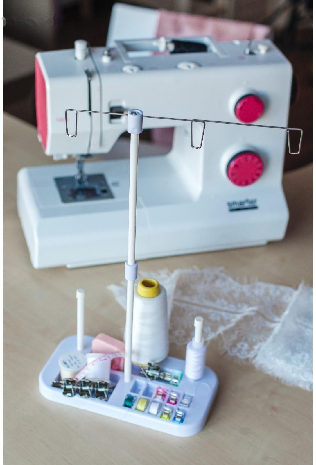 Органайзер-стойка для ниток, на подставке, 20,7 × 10,8 × 36,5 см, цвет голубой/белый