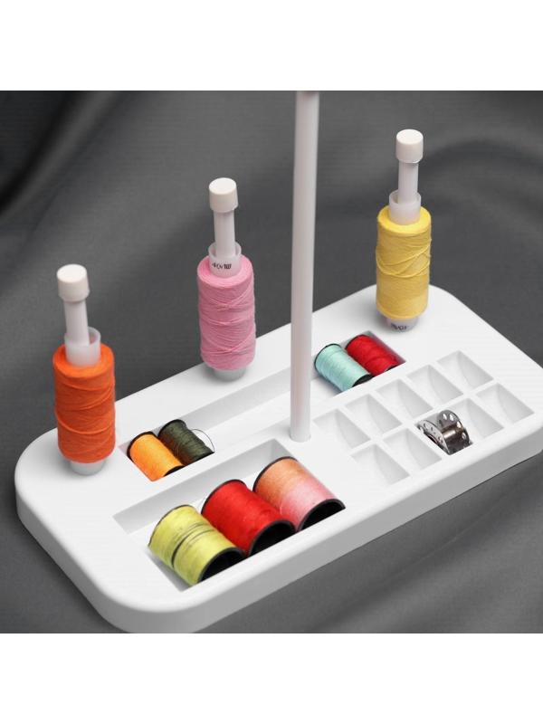 Органайзер-стойка для ниток, на подставке, 20,7 × 10,8 × 36,5 см, цвет голубой/белый