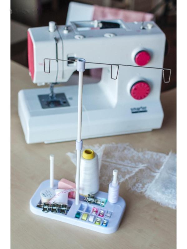 Органайзер-стойка для ниток, на подставке, 20,7 × 10,8 × 36,5 см, цвет голубой/белый