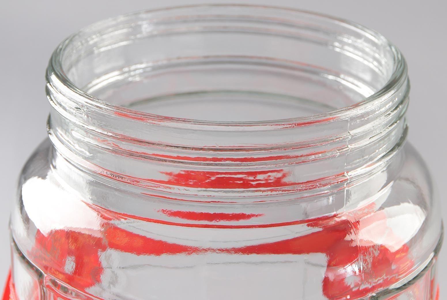 Банка стеклянная с гидрозатвором, 5 л, цвет красный