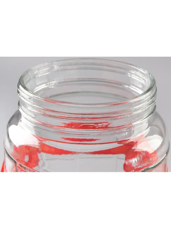 Банка стеклянная с гидрозатвором, 5 л, цвет красный