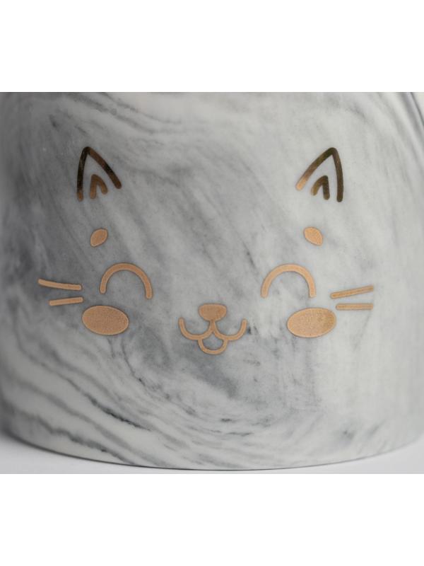 Керамическое кашпо с тиснением «Котик», 8 х 7,5 см