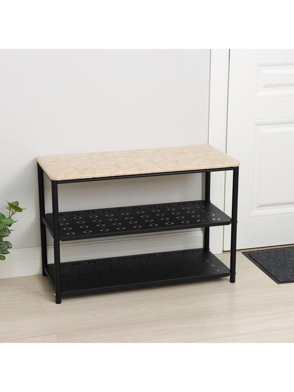 Банкетка для обуви «Принт», 3 полки, цвет чёрный