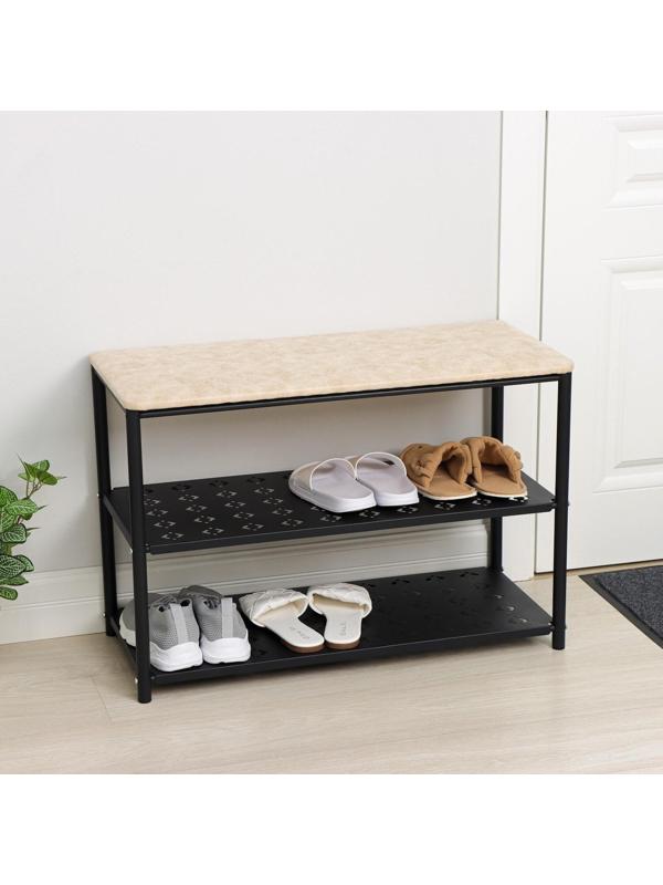 Банкетка для обуви «Принт», 3 полки, цвет чёрный