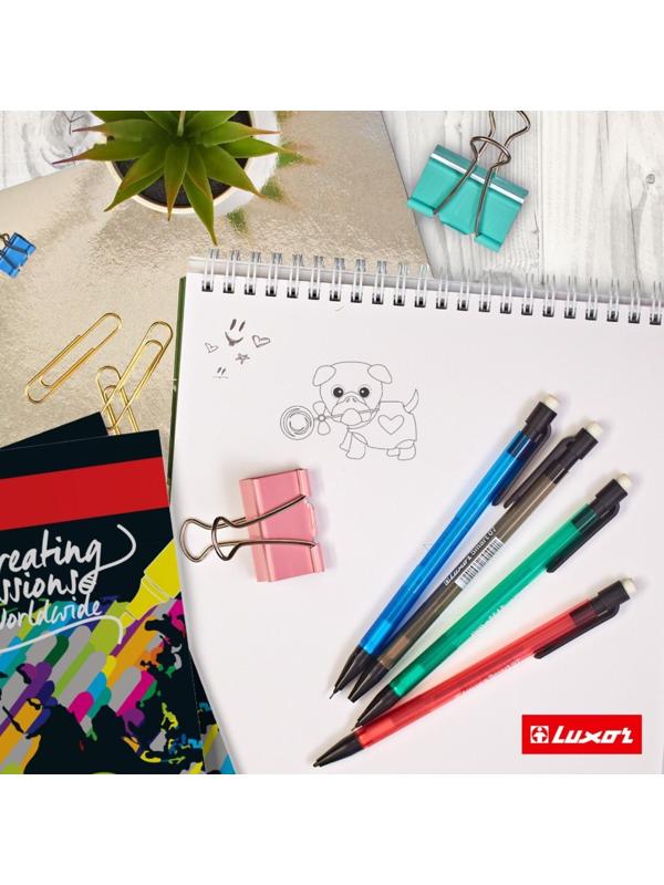 Карандаш механический 0.7 мм, Luxor Smart Slim, с ластиком, микс