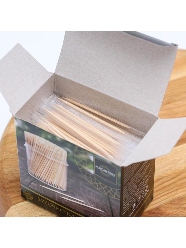 Зубочистки из берёзы Magistro, 300 шт, в индивидуальной упаковке, картонная коробка
