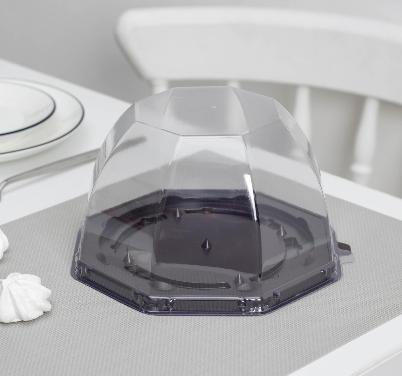 Тортовница одноразовая с крышкой, внешний размер 19,3×11,1 см, дно 15,5×10,6 см, цвет прозрачный, чёрный