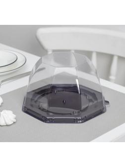 Тортовница одноразовая с крышкой, внешний размер 19,3×11,1 см, дно 15,5×10,6 см, цвет прозрачный, чёрный