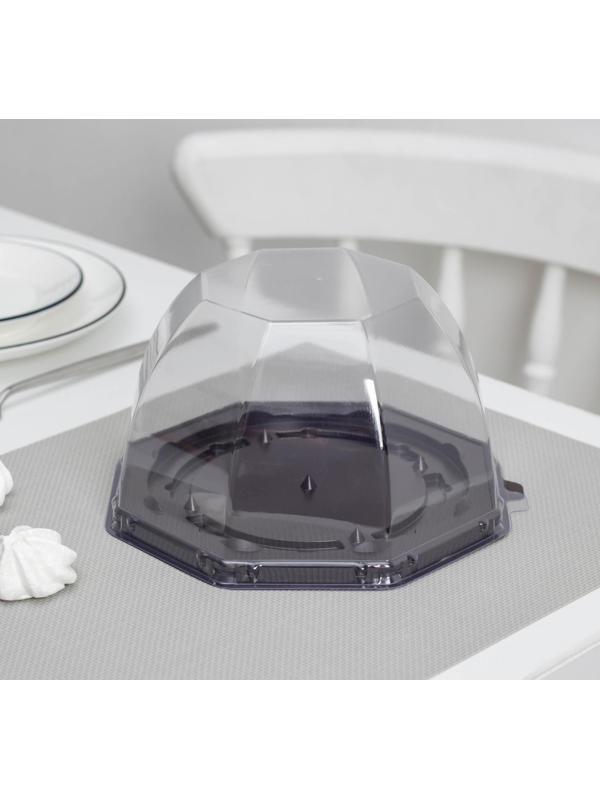 Тортовница одноразовая с крышкой, внешний размер 19,3×11,1 см, дно 15,5×10,6 см, цвет прозрачный, чёрный