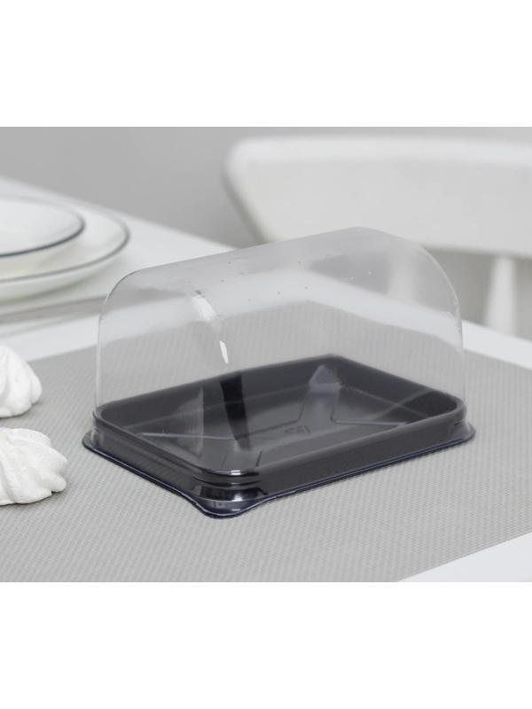 Тортовница одноразовая с крышкой, внешний размер 15,3×11,6×8,2 см, дно 13×9,3×8,1 см, цвет прозрачный, чёрный