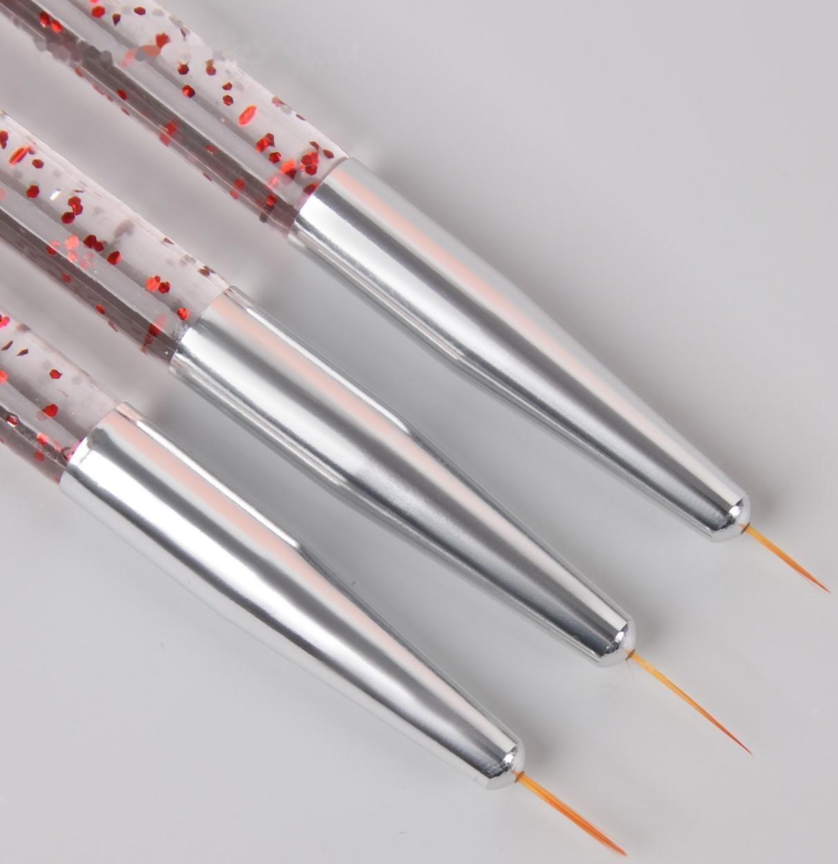 Набор кистей для дизайна ногтей, 3 шт, 13,5 см, цвет прозрачный/красный