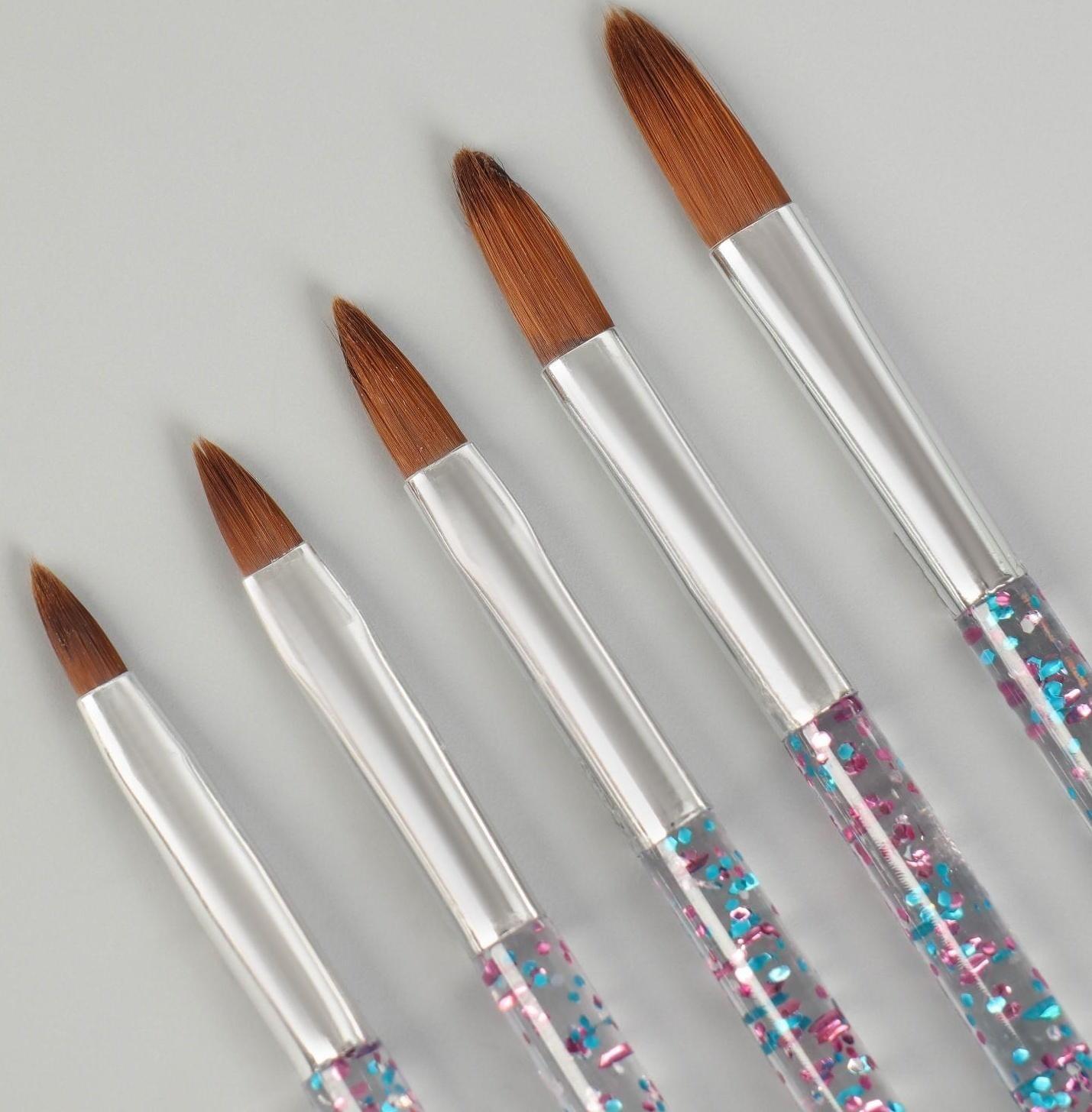 Набор кистей для наращивания и дизайна ногтей «Лепестки», 5 шт, 14 см, цвет прозрачный