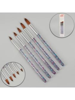 Набор кистей для наращивания и дизайна ногтей «Лепестки», 5 шт, 14 см, цвет прозрачный