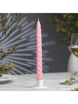 Свеча витая, 2,3х 24,5 см, 5 ч, 50 г, светло-розовая