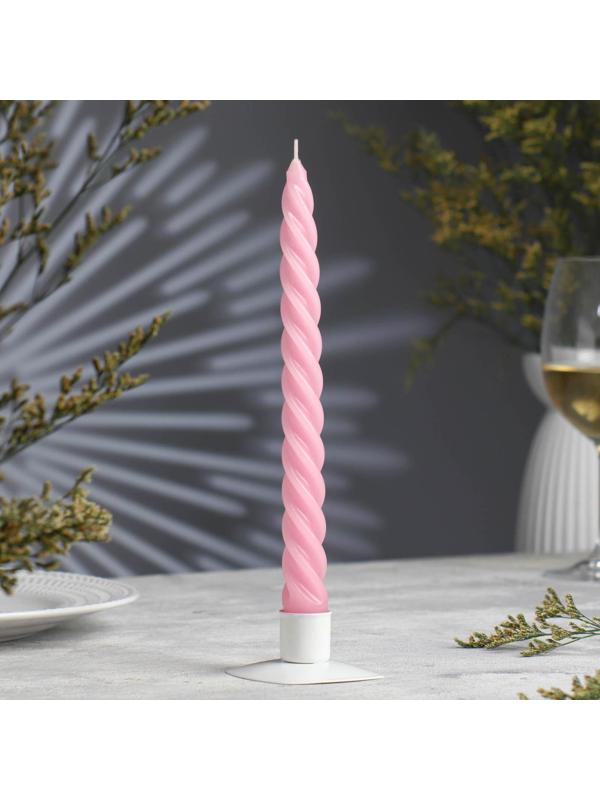 Свеча витая, 2,3х 24,5 см, 5 ч, 50 г, светло-розовая