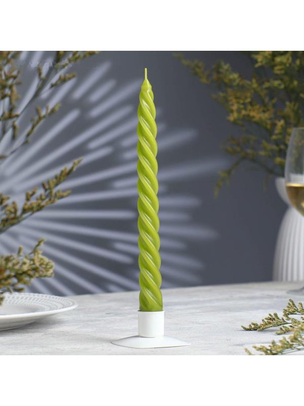Свеча витая, 2,3х 24,5 см, 5 ч, 50 г, оливковая