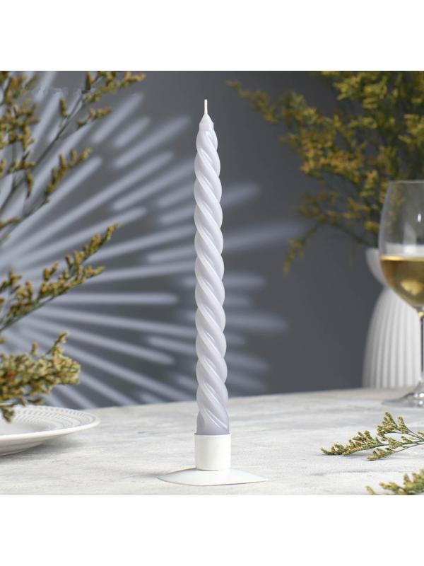 Свеча витая, 2,3х 24,5 см, 5 ч, 50 г, серая