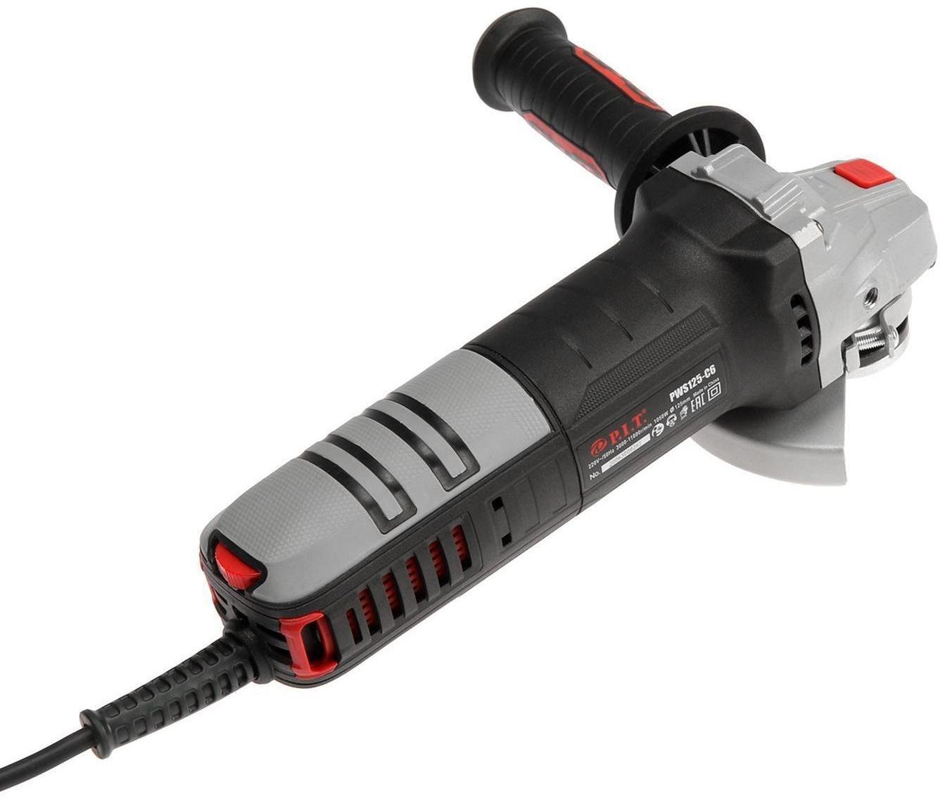 Угловая шлифмашина P.I.T. PWS125-C6, регулировка оборотов, 1050Вт, 125 мм, 3000-11000 об/мин
