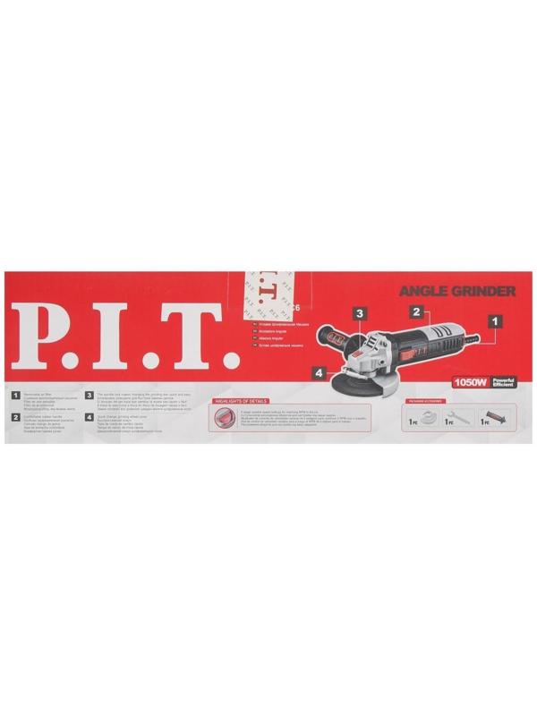 Угловая шлифмашина P.I.T. PWS125-C6, регулировка оборотов, 1050Вт, 125 мм, 3000-11000 об/мин