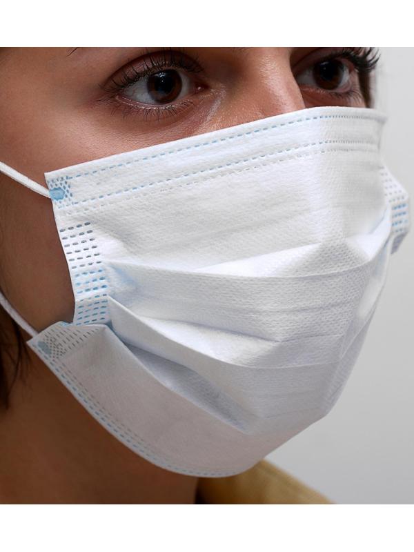 Маска медицинская, трёхслойная, нестерильная, 50 штук.