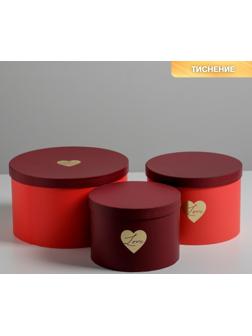 Набор шляпных коробок для цветов 3 в 1 «Красный», 18 × 13 см - 25 × 15 см