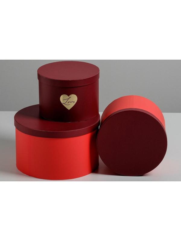 Набор шляпных коробок для цветов 3 в 1 «Красный», 18 × 13 см - 25 × 15 см