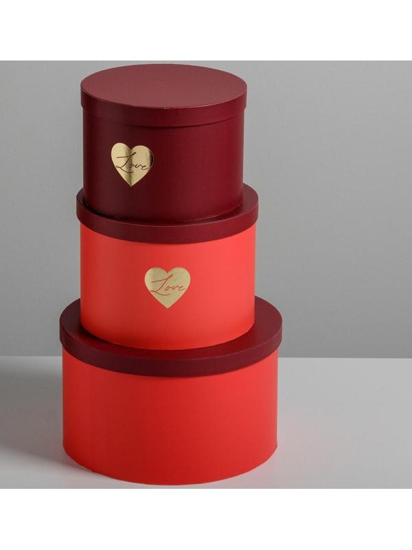 Набор шляпных коробок для цветов 3 в 1 «Красный», 18 × 13 см - 25 × 15 см