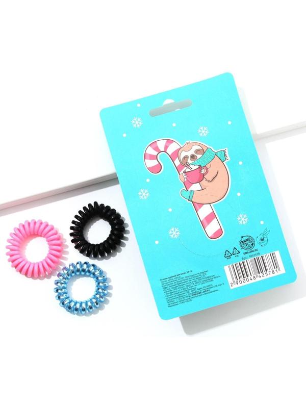 Резинки-пружинки для волос «Успокойся», 3 шт., d = 3,5 см.