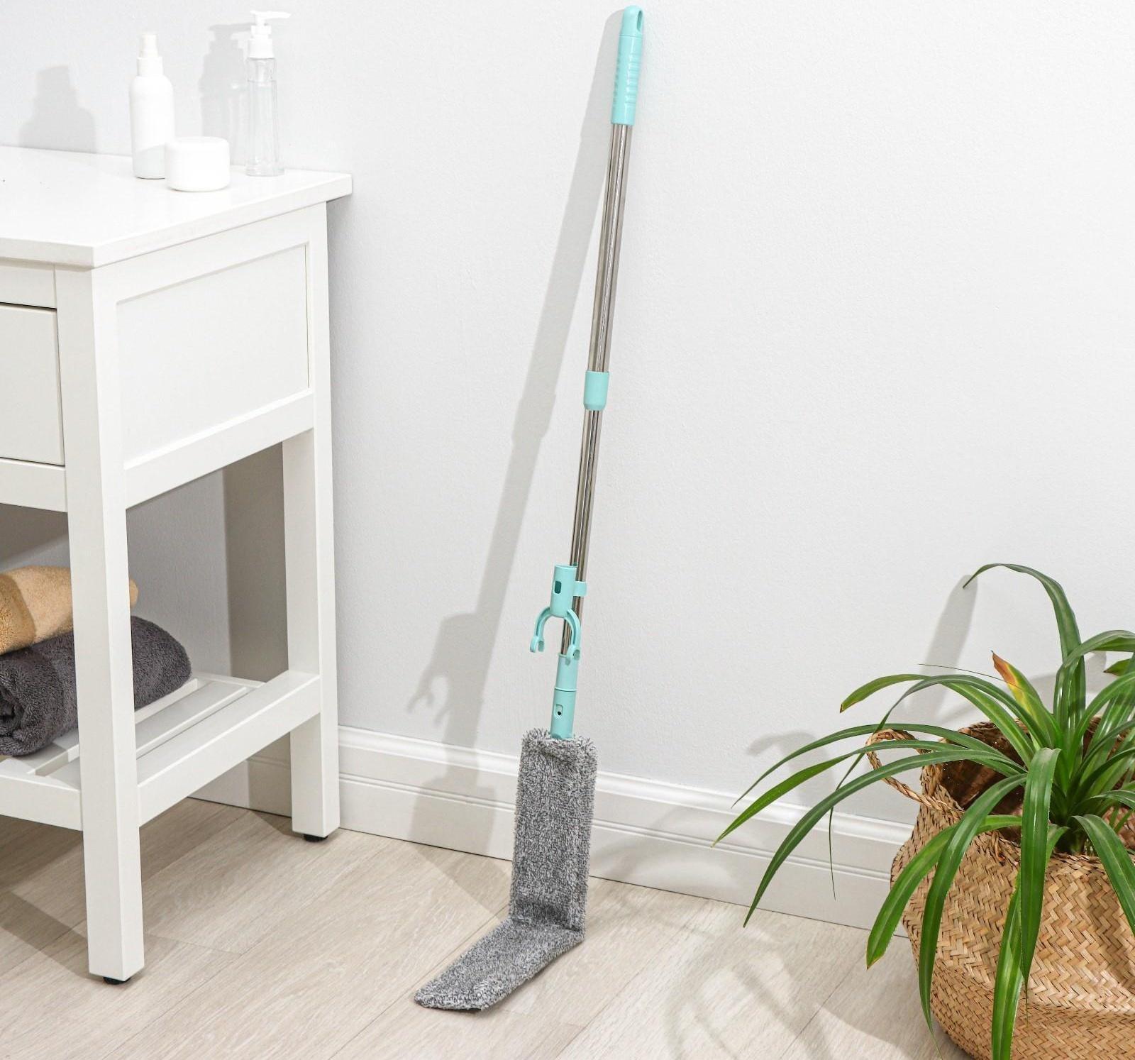 Швабра для мытья пола плоская, гибкая, для труднодоступных мест, насадка из микрофибры 9×2 см, 30 см, цвет МИКС