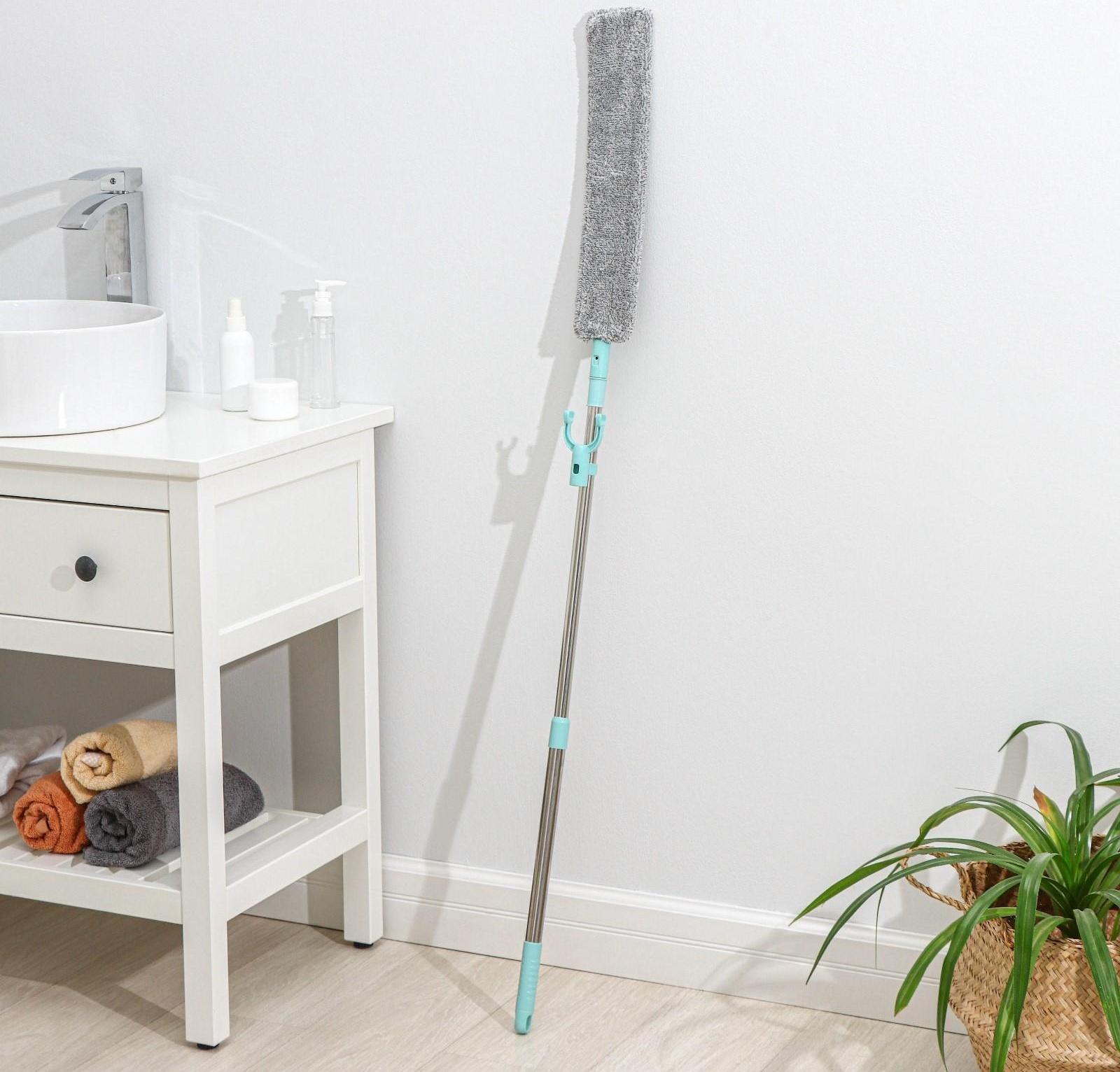 Швабра для мытья пола плоская, гибкая, для труднодоступных мест, насадка из микрофибры 9×2 см, 30 см, цвет МИКС