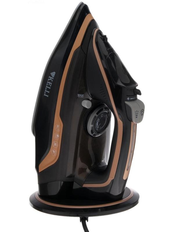 Утюг KELLI KL-1645, 2600 Вт, керамическая подошва, беспроводной, 320 мл, черный