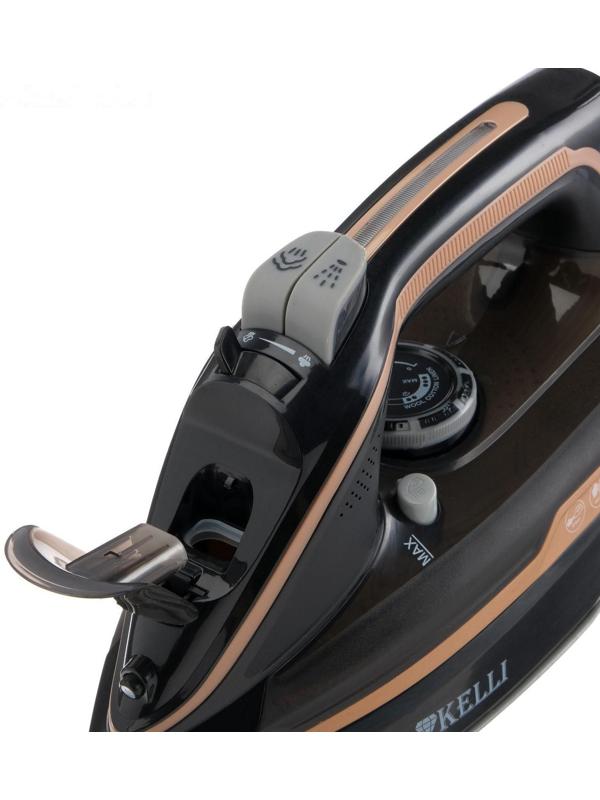Утюг KELLI KL-1645, 2600 Вт, керамическая подошва, беспроводной, 320 мл, черный