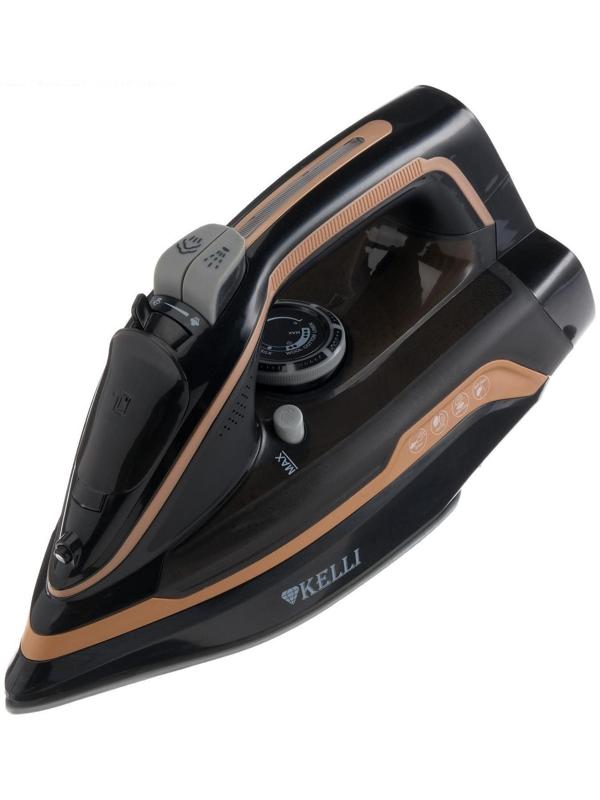 Утюг KELLI KL-1645, 2600 Вт, керамическая подошва, беспроводной, 320 мл, черный