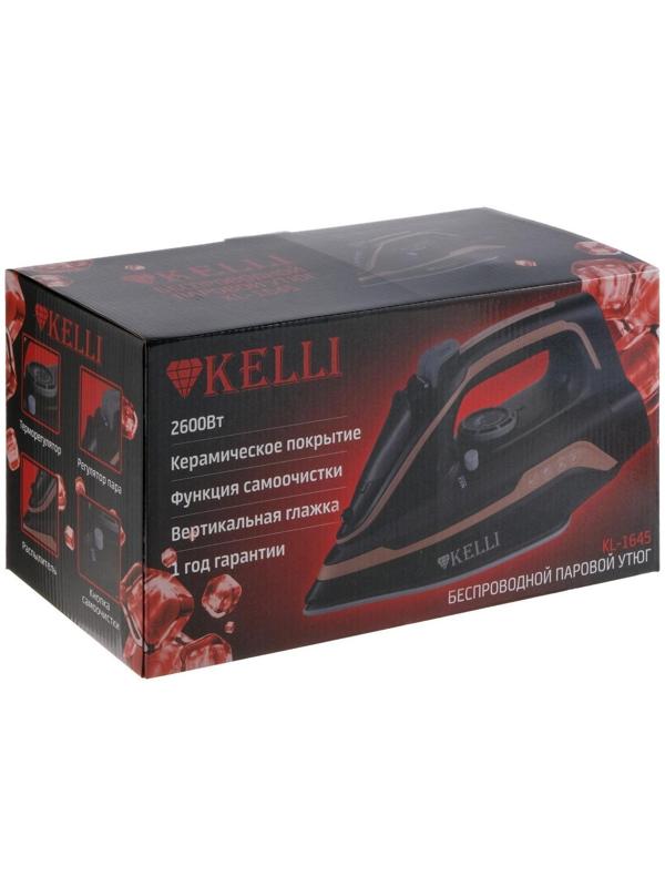 Утюг KELLI KL-1645, 2600 Вт, керамическая подошва, беспроводной, 320 мл, черный