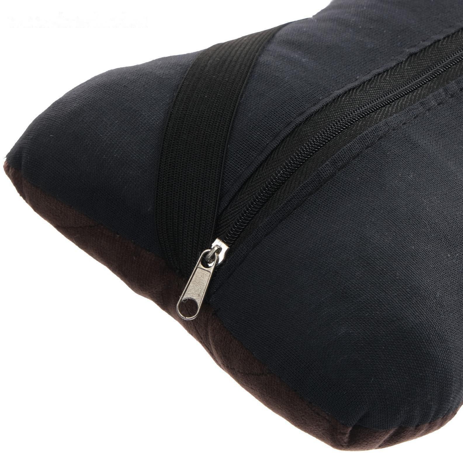 Подушка автомобильная косточка, на подголовник, велюр, коричневый, ромб, 16х24 см