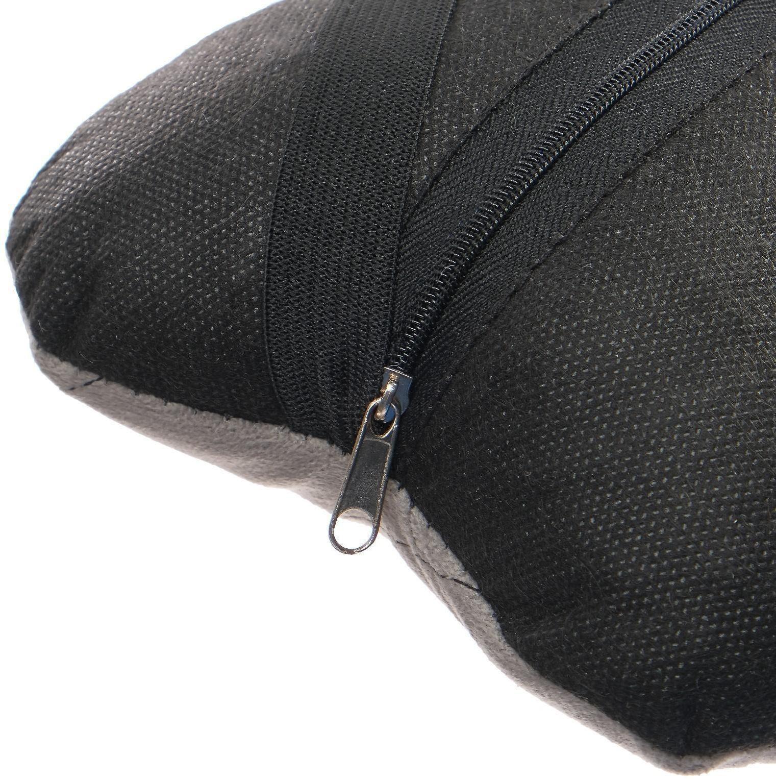 Подушка автомобильная косточка, на подголовник, велюр, серый, ромб, 16х24 см